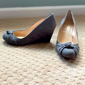 Jessica Simpson grey suede wedges size 8